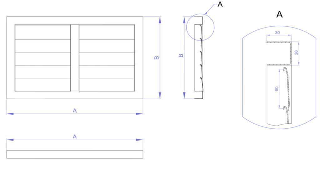 Решетка алюминиевая с гравитационными жалюзи 460х460мм
