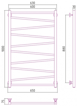 Полотенцесушитель водяной Сунержа Сирокко 1000x600